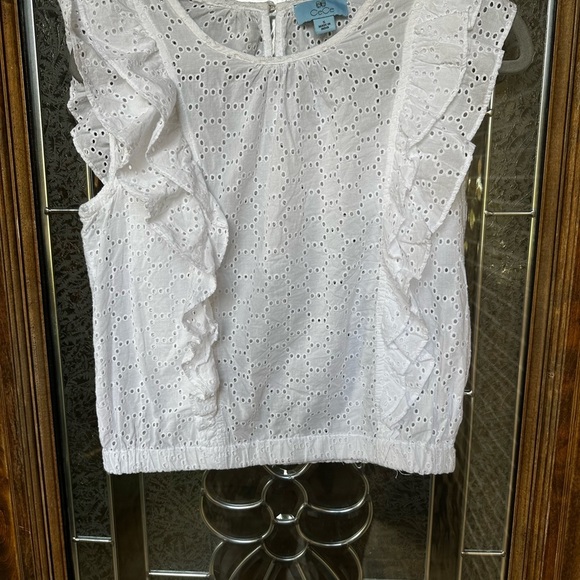 CeCe White Eyelet Ruffle Blouse - Picture 3 of 8